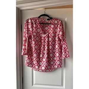 Francescas Miami Hot Pink Pattern Lilly Blouse Top
